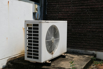 Outdoor old condensing unit of the air conditioner 