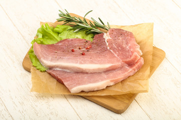 Raw pork steak