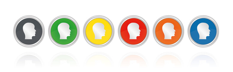 Silberne Buttons - Mensch Profil