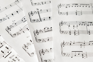 Naklejka premium music-notes on white paper closeup no background