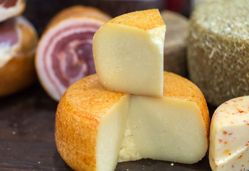  Italian different traditional  ham and cheese at the store