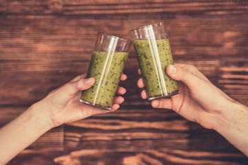 Couple with healthy food