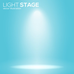 white bean light on round scene, spotlight stage, vector illustration.