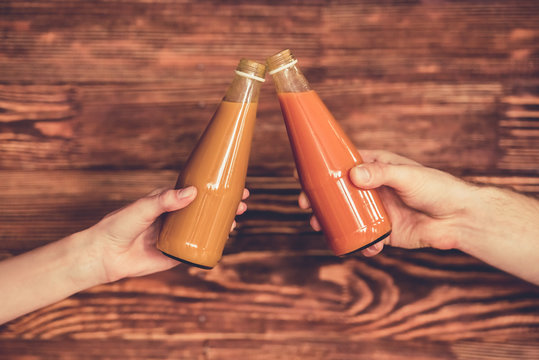 Couple with healthy food