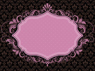 Wedding invitation and announcement card with vintage background artwork. Elegant ornate damask background. Elegant floral abstract ornament. Design template.