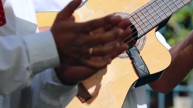 Spanish Classical Flamenco Guitar. Closeup Of A Guitarist Playing A Flamenco Guitar - HD Video