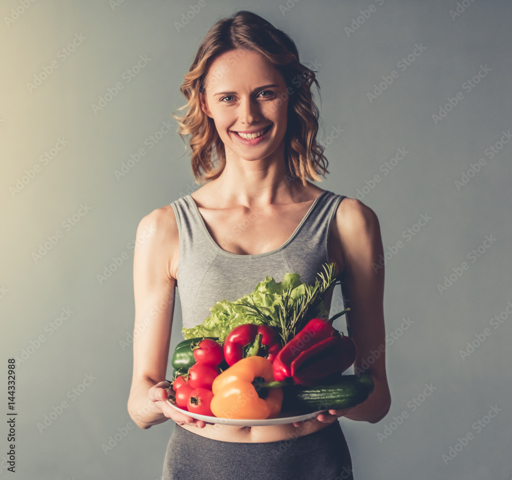 Canvas Prints woman with healthy food