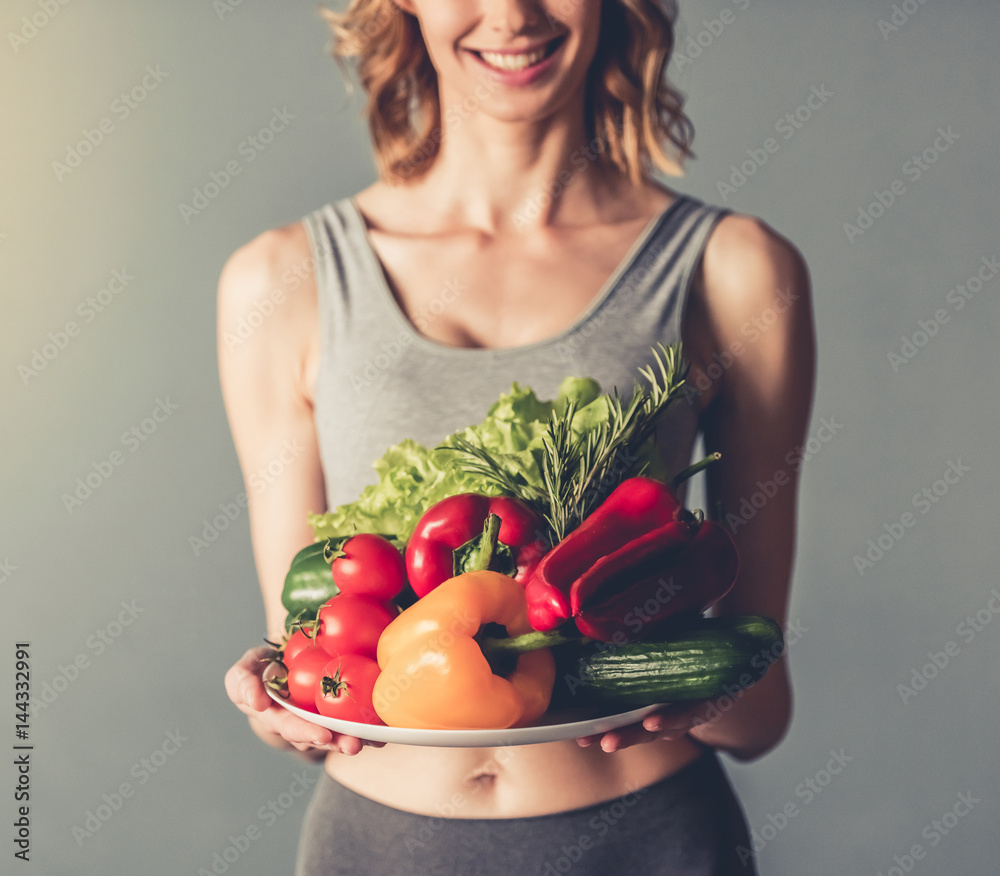 Canvas Prints woman with healthy food