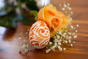 Easter egg and rose