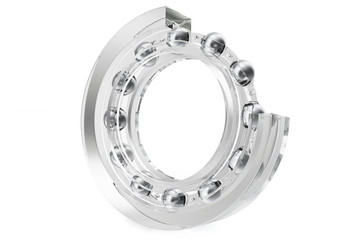 Industrial transparent bearings on a white background , 3d rendering.