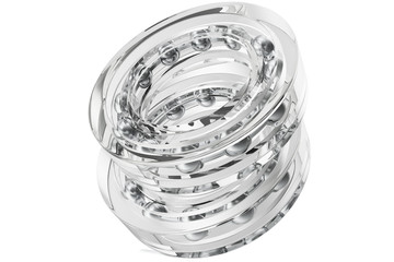 Glass bearings, transparent, 3D rendering on a white background