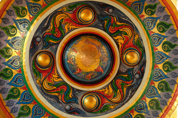 Colorful temple gong in Asia