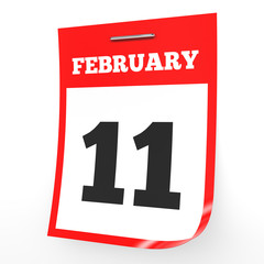 February 11. Calendar on white background.