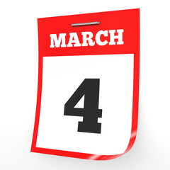 March 4. Calendar on white background.