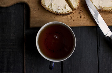 Cup of tea  on wooden table