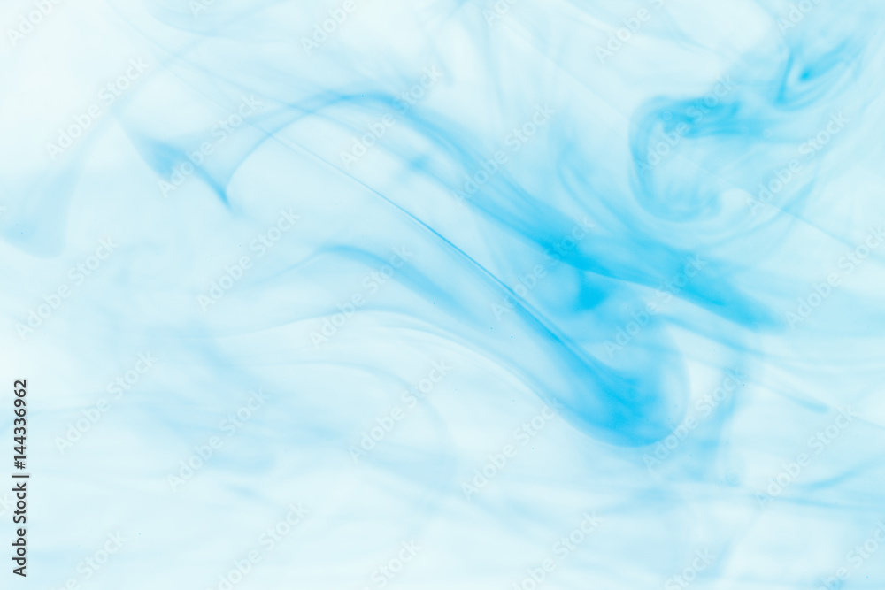 Wall mural Blue smoke abstract background. Color ink or paint drop in water.