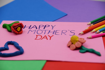 Happy mother's day craft made by a child 