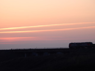 Sunset and train