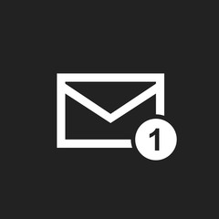 Mail envelope message. Vector illustration in flat style on black background.