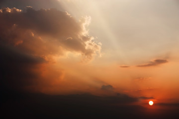 The Dramatic Moment of Sunset Sky and Clouds.