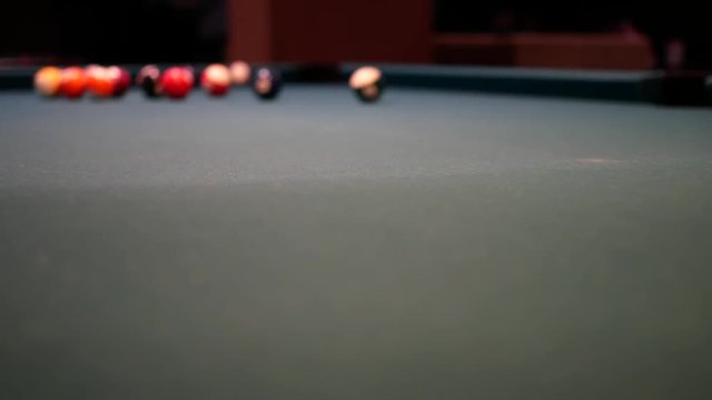 Video of Billiards game. First shot at the ball.