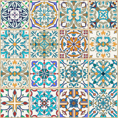 Vector seamless texture. Beautiful patchwork pattern for design and fashion with decorative elements