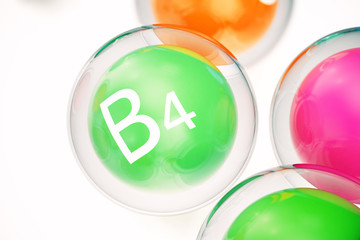 Vitamin B4, group of organic substances, food additive, isolated, on white background, 3d rendering