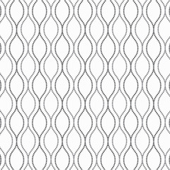 Naklejka premium Vector pattern, repeating abstract garland decorates with small squares on wavy line. pattern is on swatches panel