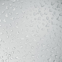 Water droplets on frosted glass, close-up, realistic 3D rendering