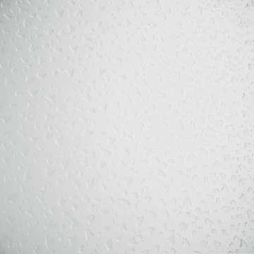 Water droplets on frosted glass, close-up, realistic 3D rendering