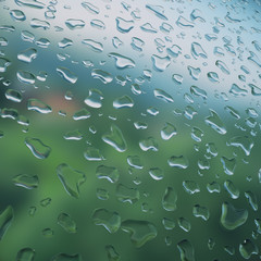 Drops of water on glass, nature, rain, realistic 3d rendering