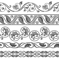 Seamless floral border vector template.