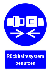 Obraz premium cshas518 CombiSignHealthAndSafety cshas - German / Gebotszeichen: Rückhaltesystem benutzen - Sicherheitsgurt - english / safety - mandatory action sign: wear seat belts - DIN A2 A3 - g5197