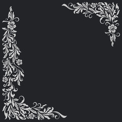 Vintage black card with floral corner design