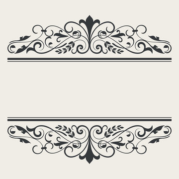 Vintage book or card title borders vector template.