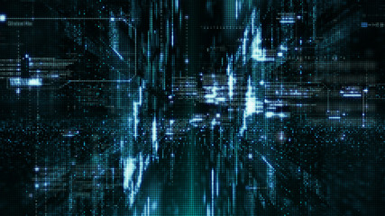 Digital matrix particles grid virtual reality abstract cyber space environment background
