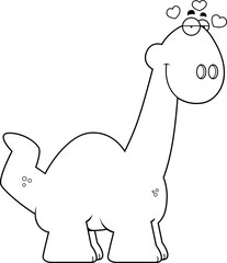 Cartoon Apatosaurus in Love
