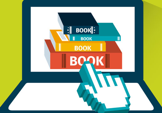 Green and Blue Digital Library Online Learning Icons Set