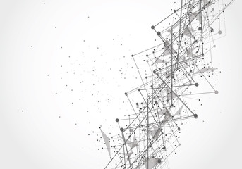 Abstract Polygonal Space Gray Background with Connecting Dots and Lines