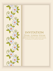 Wedding invitation card. Vector invitation card with elegant flower elements with text. Beautiful templates for invitation, gift or greeting card design.