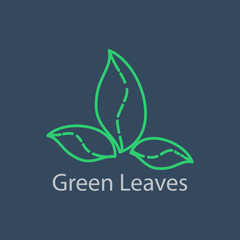 Green leaves outline logo. Linear vector illustration