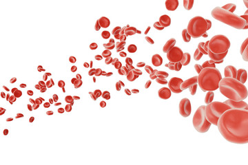 Red blood cells: responsible for oxygen carrying over, regulation pH blood, a food and protection of cages of an organism. 3d rendering isolated on white backgorund - obrazy, fototapety, plakaty