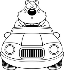 Cartoon Fat Cat Driving Surprised