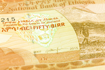 50 ethiopian birr note obverse detail