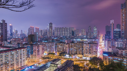 Kowloon Hong Kong skyline at night