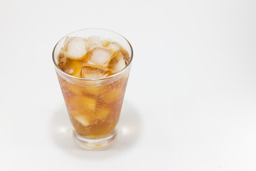 Fototapeta na wymiar soda beverage in a glass on white background