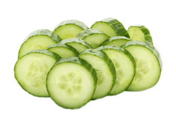 slices of cucumber isolated