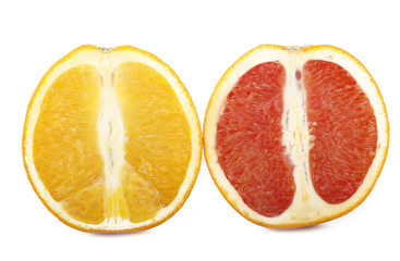 Naklejka na ściany i meble red orange fruit slices isolated on white background