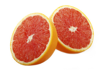 Fototapeta na wymiar red orange fruit slices isolated on white background