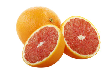 red orange fruit slices isolated on white background